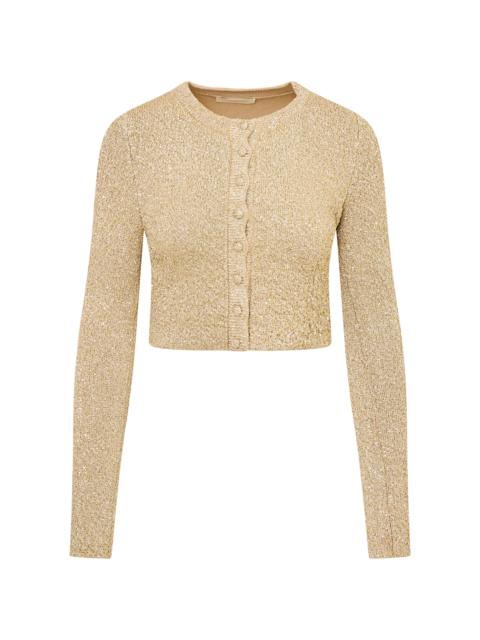 LoveShackFancy Ferra Sequined Cardigan gold