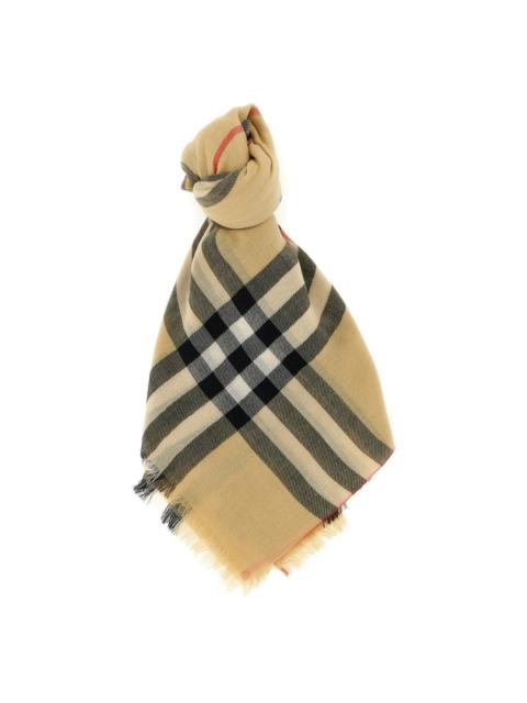 Burberry Burberry Beige Check Wool Scarf New & Authentic