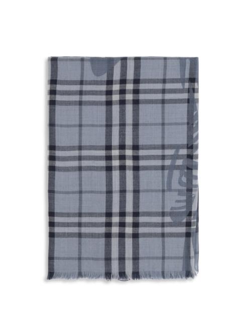 Burberry Burberry Knight Check Wool And Silk Scarf Bank Blue
