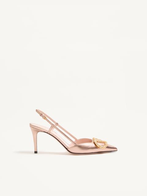 Valentino VLOGO SIGNATURE SLINGBACK PUMP IN LAMINATED NAPPA LEATHER 80MM