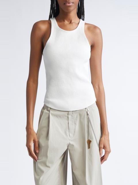 Alexander Wang Alexander Wang Racerback Stretch Cotton Rib Tank in White at Nordstrom