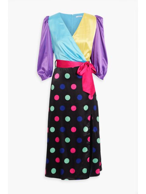 Other Designers Paloma wrap-effect polka-dot satin midi dress