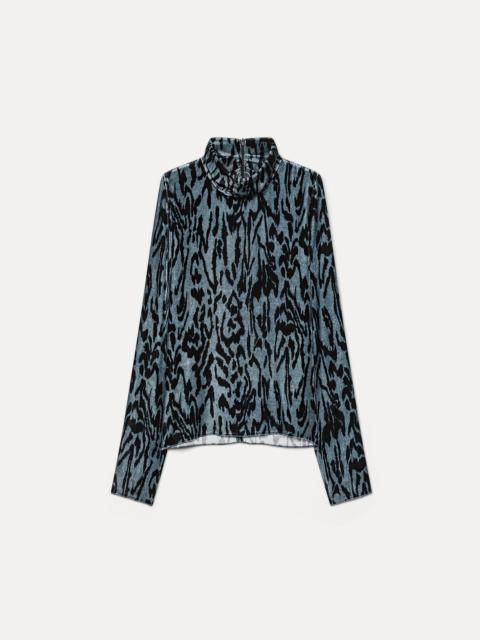forte_forte "Moiree" Print Velvet Turtleneck Shirt