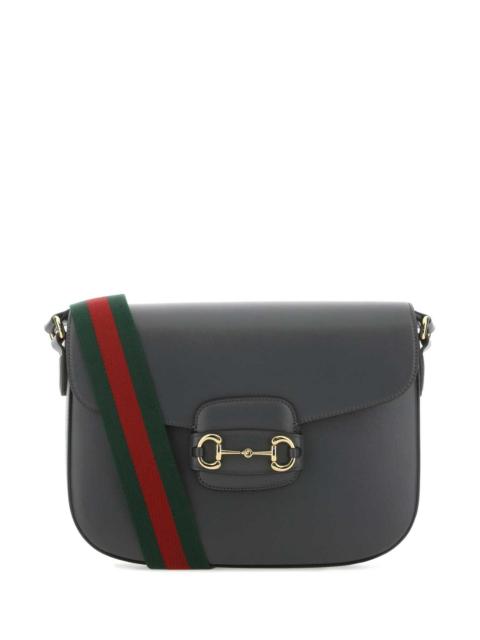 GUCCI Gucci Men Dark Grey Leather 1955 Horsebit Shoulder Bag