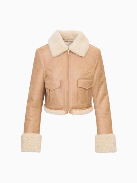 LoveShackFancy Pansy Cropped Shearling Jacket