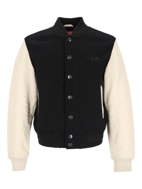 Diesel Diesel Men Wool And Leather Blend Bomber Jacket