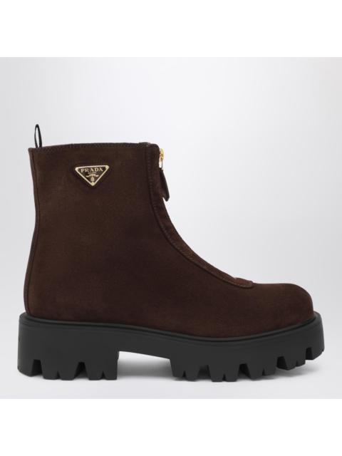 Prada Prada Moro Suede Ankle Boots With Zip Women
