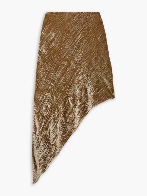 Other Designers Asymmetric crinkled-velvet midi skirt