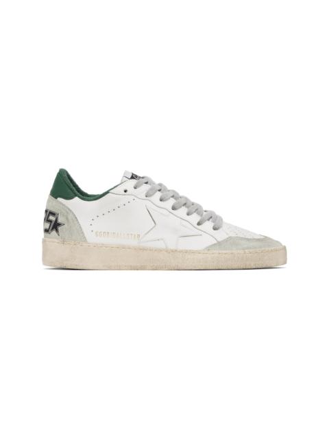 White & Green Ball Star Sneakers