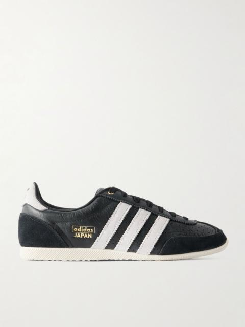 adidas Originals Japan Suede-Trimmed Tumbled-Leather Sneakers Black
