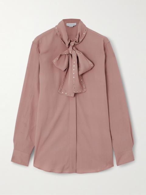 Stella McCartney Pussy-bow Crystal-embellished Crepe Blouse
