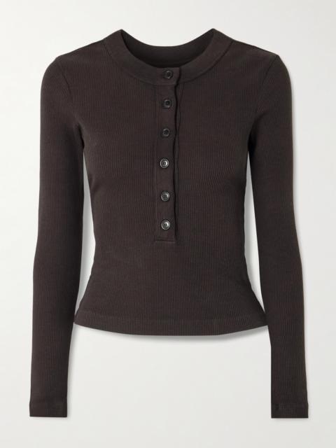Citizens of Humanity Varra Ribbed Stretch Organic Cotton And Lyocell-blend Henley Top