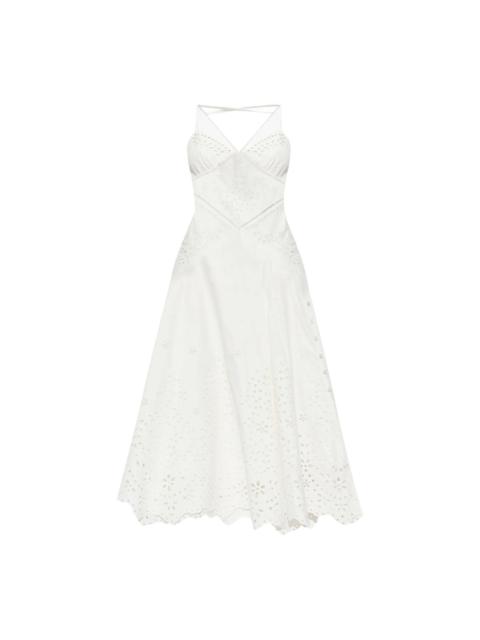 self-portrait White Cotton Embroidered Midi Dress