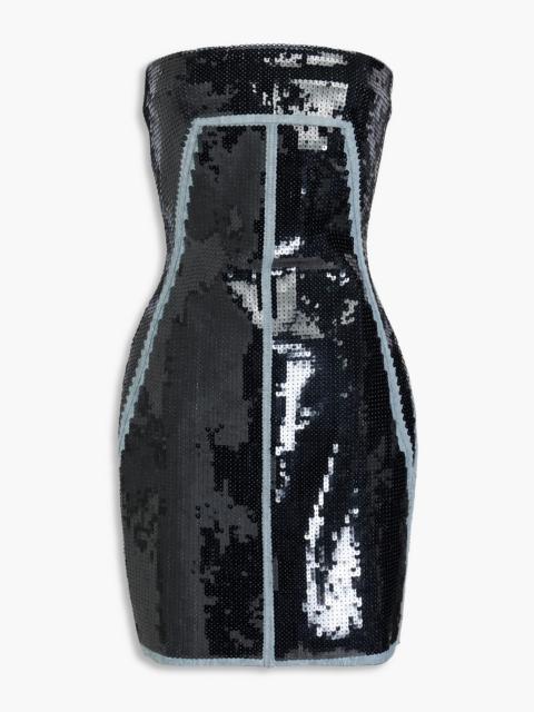 Rick Owens Strapless sequined denim mini dress