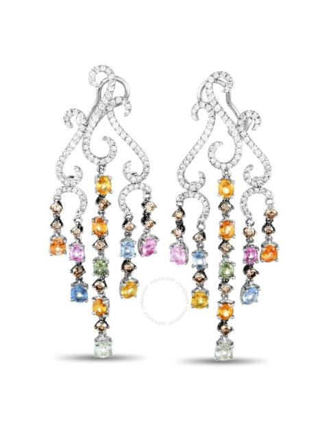 Lb Exclusive - LB Exclusive 18K White Gold 2.95 ct Diamond and Sapphire Dangle Earrings