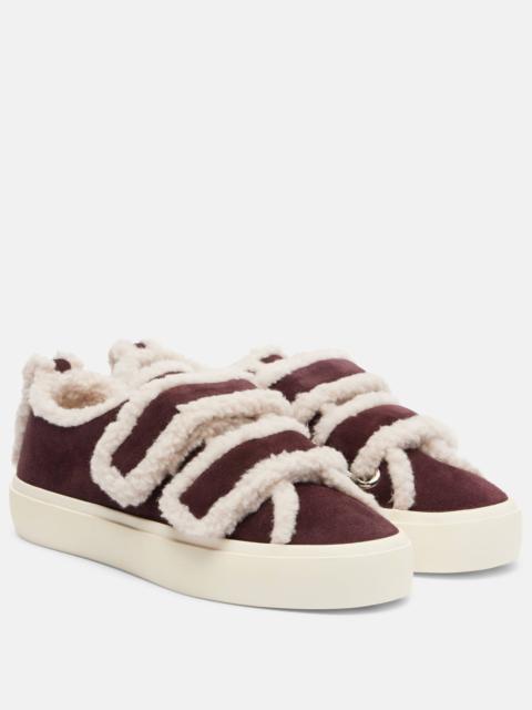 INUIKII Shearling-trimmed suede sneakers