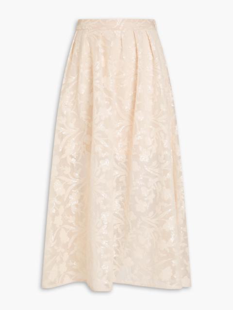 maje Sequined mesh midi skirt