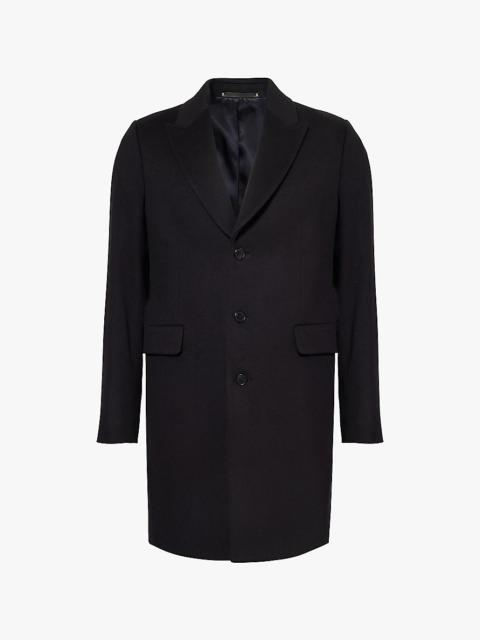 Notch-lapel tailored-fit wool and cashmere-blend coat