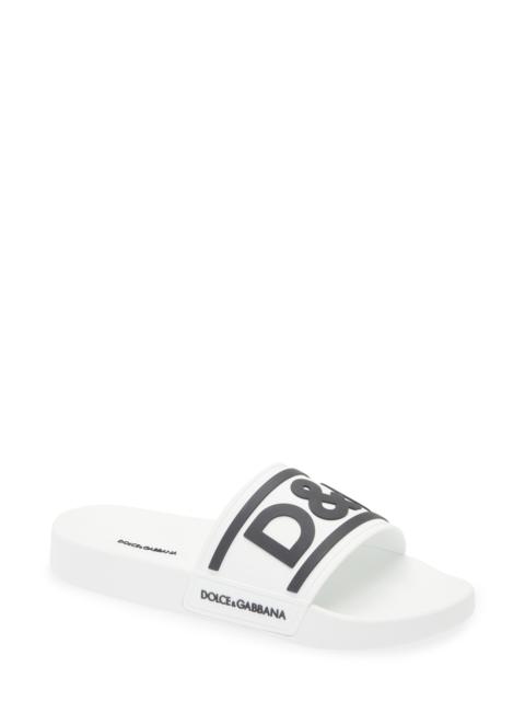 Dolce & Gabbana Dolce&Gabbana Logo Embossed Sport Slide in 89697 White/Black at Nordstrom