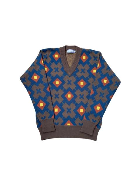 SAINT LAURENT Vintage Yves Saint Laurent YSL Geometric V-Neck Wool Knit