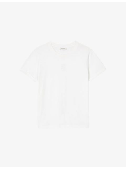 Sandro Logo-Embroidered Round-Neck Cotton-Jersey T-Shirt