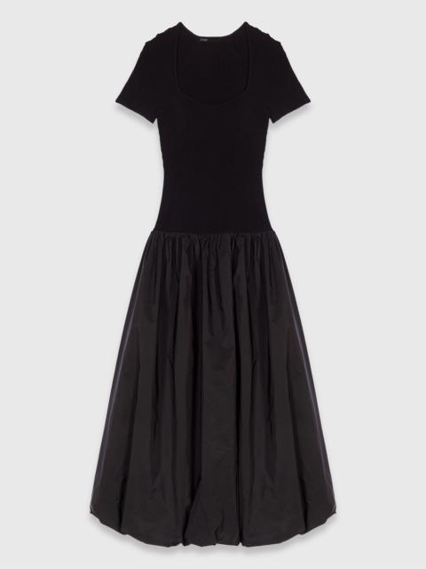 maje Long ribbed knit and taffeta dress
