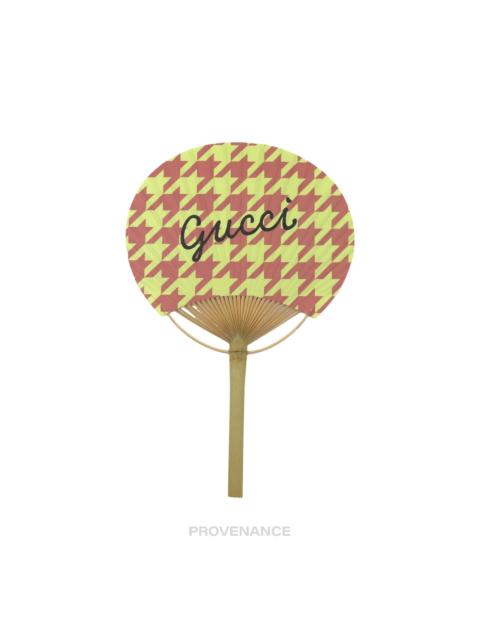 GUCCI Gucci Logo Bamboo Hand Fan - Houndstooth Pink Yellow