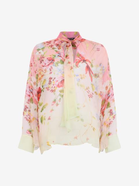Roberto Cavalli Chiffon Blouse with Miami Flowers Print