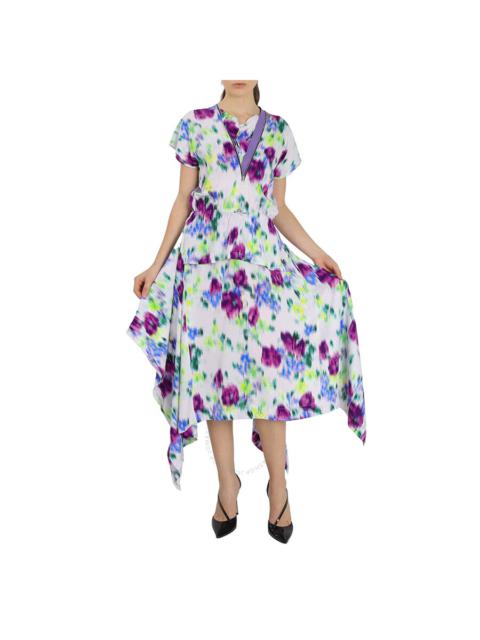 Kenzo Ladies Wisteria Asymmetric Dress With Blurred Floral Print