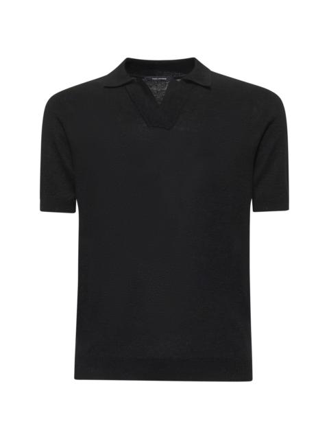 TAGLIATORE - Tagliatore Men Black Cotton Knit Polo Shirt