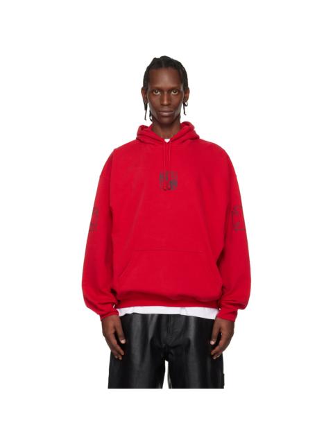 VETEMENTS Red Tripple Biker Cross Logo Hoodie