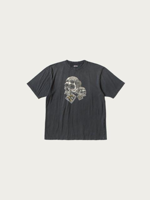 Kapital 20/-Jersey Crew T (PECKISH Rain Skull) - Black