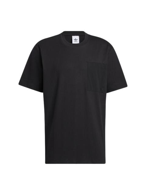 adidas adidas originals Solid Color Casual Sports Round Neck Pullover Short Sleeve Black HM8008