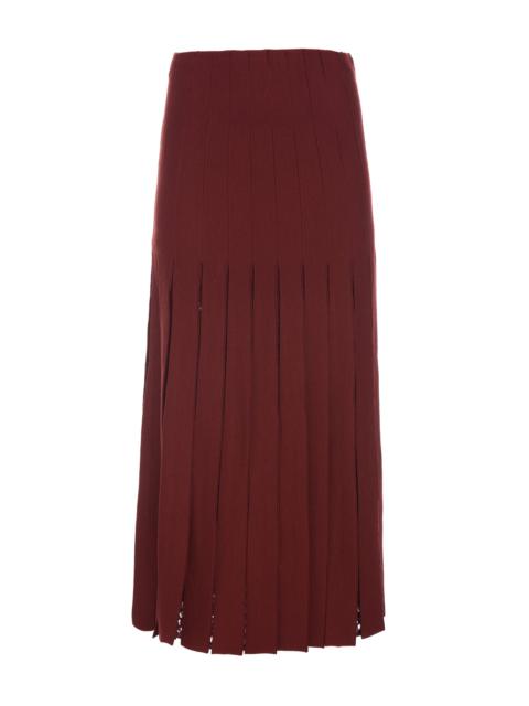 GABRIELA HEARST Debutante Knit Pleated Maxi Skirt in Burnt Sienna Merino Wool