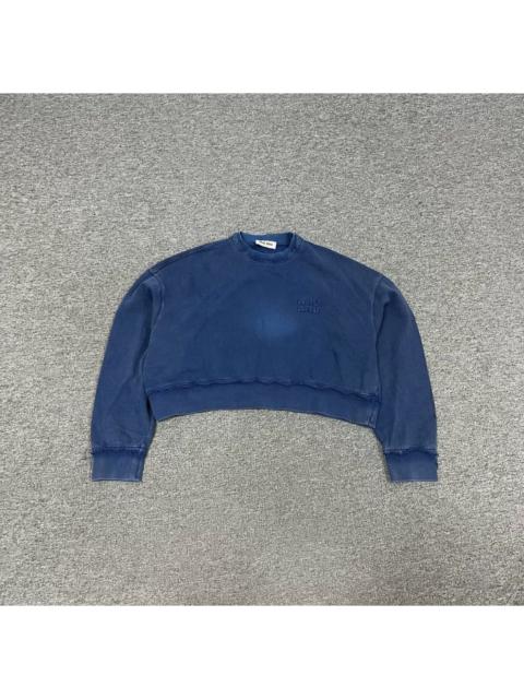 Miu Miu Miu Miu Blue Cotton Fleece Cropped Sweatshirt