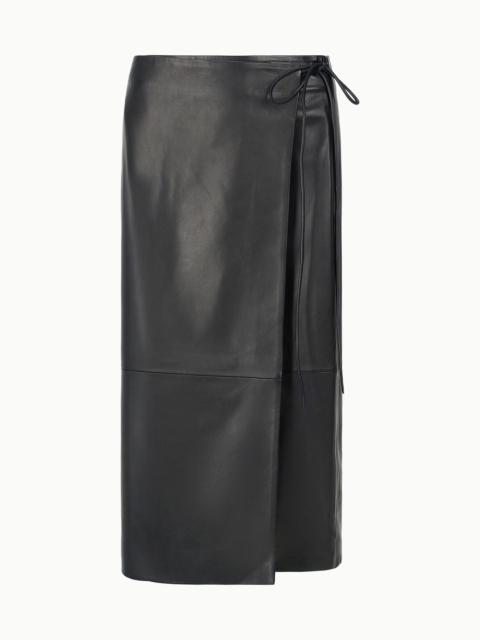 STAUD STAUD ROMAN LEATHER WRAP SKIRT BLACK