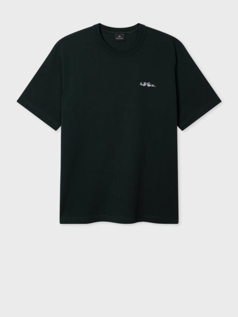Paul Smith Dark Green Logo Embroidery Cotton T-Shirt