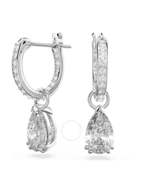 Other Designers Swarovski Millenia White Rhodium Plated Pear Cut Hoop Earrings