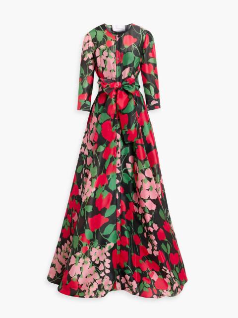 CAROLINA HERRERA Belted floral-print silk-gazar gown