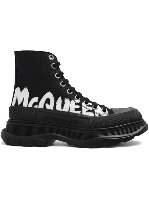 Alexander McQueen Alexander McQueen Tread Slick High Top Sneakers McQueen Graffiti Logo Black White (Women's)