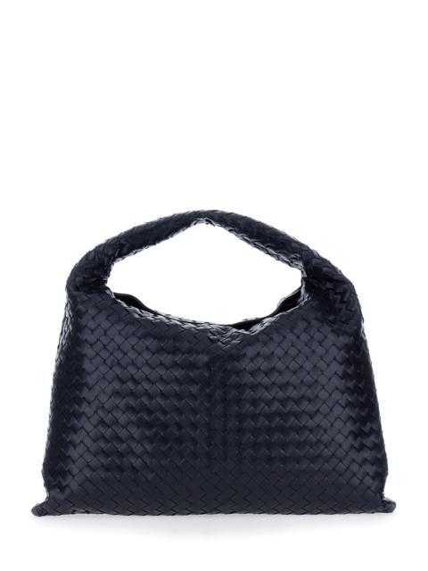 Bottega Veneta Bottega Veneta Women 'Hop Large' Blue Shoulder Bag With Intreccio Motif In Leather Woman
