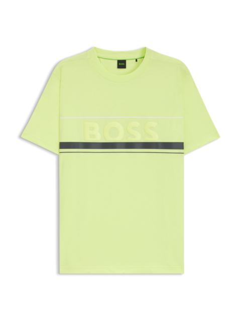 BOSS COTTON-JERSEY T-SHIRT WITH STRIPES AND LOGO