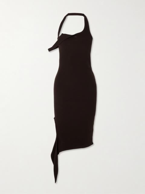 courrèges Undressed Asymmetric Draped Ribbed-knit Midi Dress