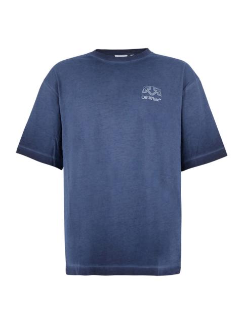 Off-White Off-White Men Tshirt Offline Half Harrow With Logo And Short Sleeves In Blue Cotton Men