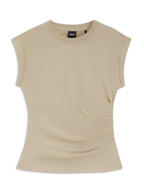 BOSS ROLLED-CUFF SLIM-FIT T-SHIRT IN MERCERISED COTTON