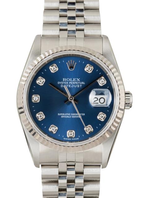 ROLEX Pre-Owned Stainless Steel Rolex Datejust Ref 16234 Black Diamond Dial