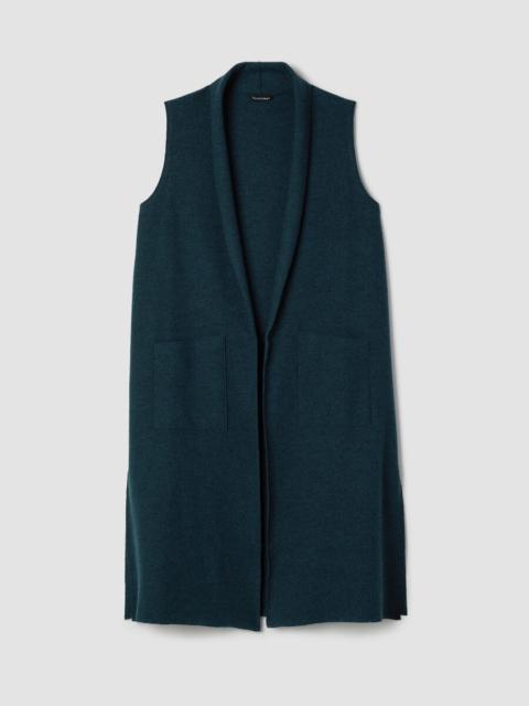 EILEEN FISHER Lightweight Boiled Wool Shawl Collar Vest in Regenerative Wool