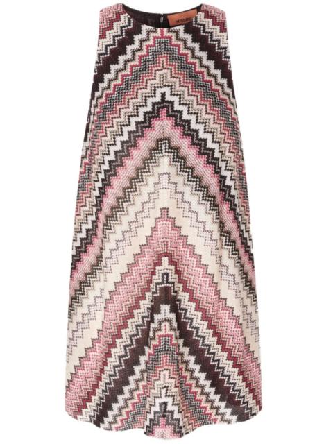 Missoni Women Lamé Serrated Zig-Zag Pattern A-Line Mini Dress