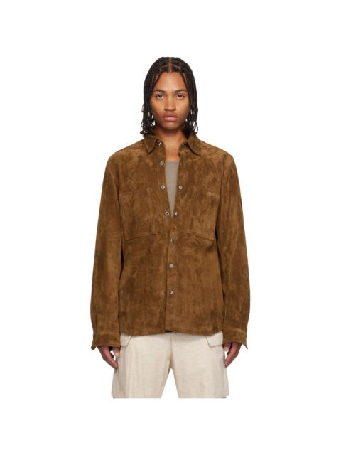 Rick Owens Brown Concordians Outershirt Suede Jacket