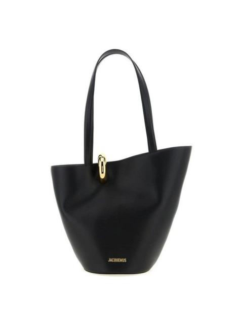 JACQUEMUS JACQUEMUS The Medium Bambola Black Leather Bucket Bag New/Au